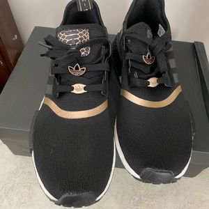 Adidas NMD_R1 rose gold snake print and black